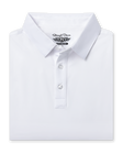 Men’s Olympic Polo in White, folded front product view