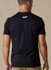 Straight Down Landscape Tee in Black, on model back view showing black body with Straight Down wings logo at upper back