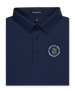 Men’s Sullivan Polo in new indigo with 126th U.S. Open Shinnecock Hills logo, folded front view