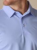Men’s Sullivan Polo in lavender, close-up detail of collar and textured performance fabric