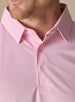 Men’s Sullivan Polo in Pink Lemonade, close-up detail of collar and textured performance fabric