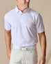 Men’s Sullivan Polo in white paired with light golf pants, front view