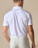 Back view of the Sullivan Polo in white with signature logo detail below the collar