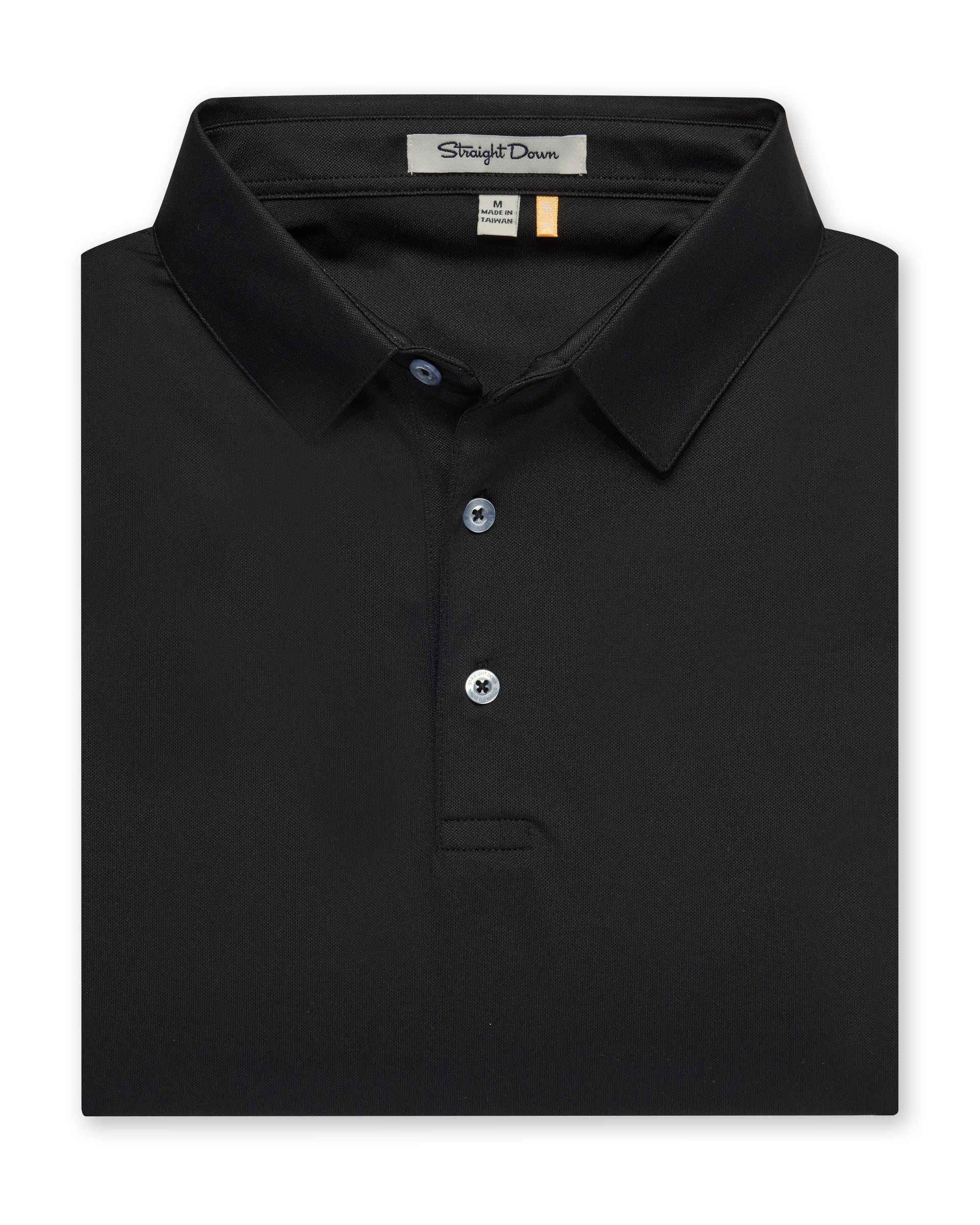 Men’s Sullivan Polo in black, folded front view