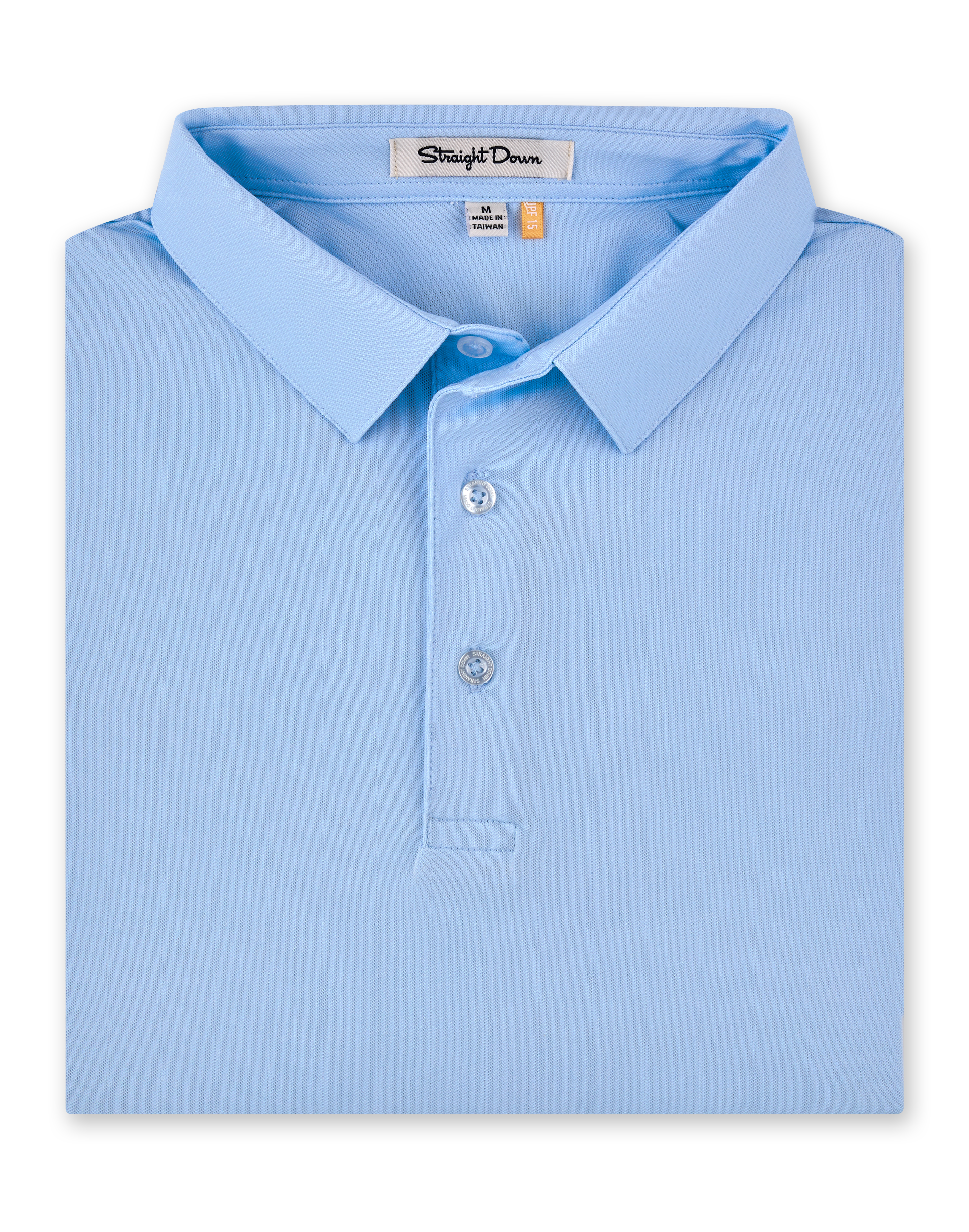 Men’s Sullivan Polo in Carolina blue, folded front view
