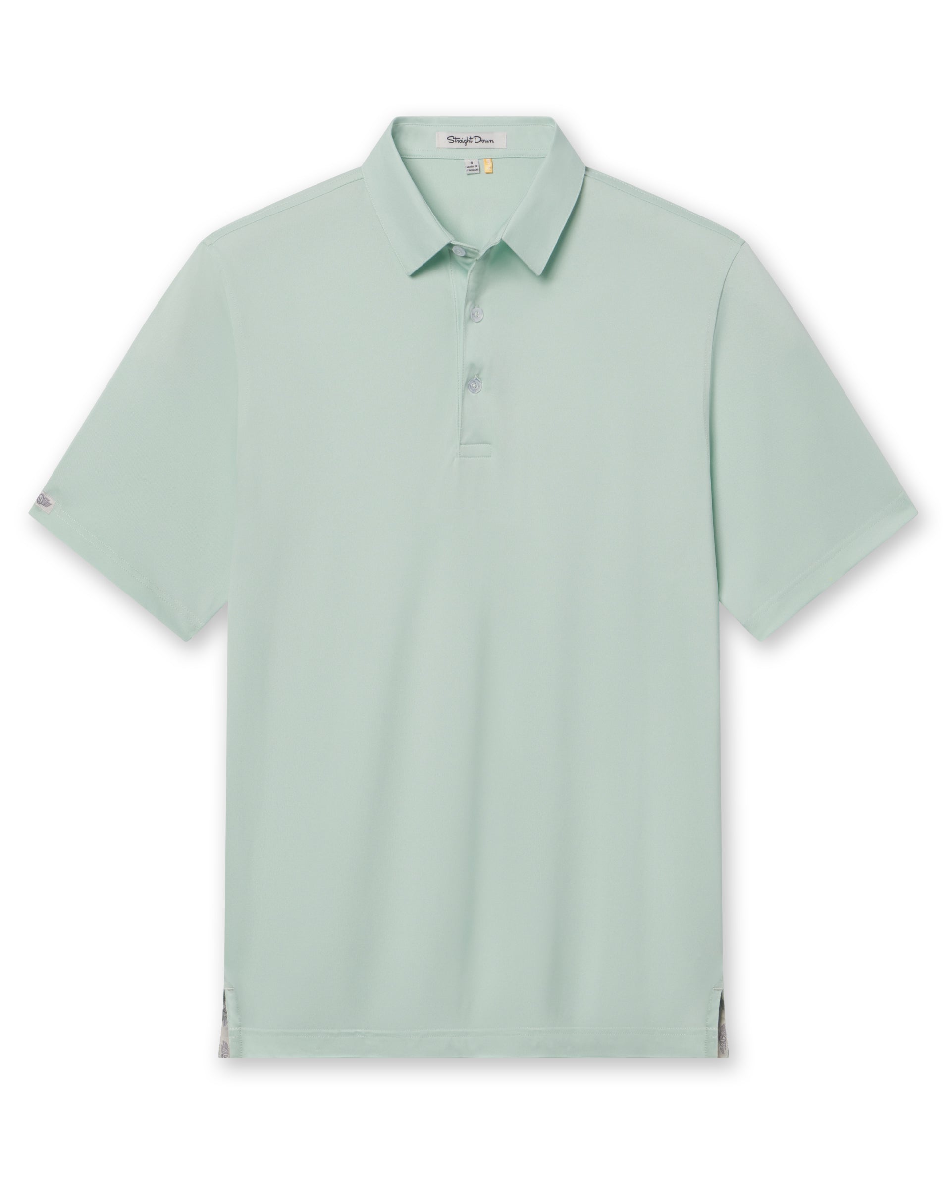 Men’s Sullivan Polo in celery green, full front flat lay
