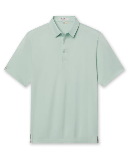 Men’s Sullivan Polo in celery green, full front flat lay