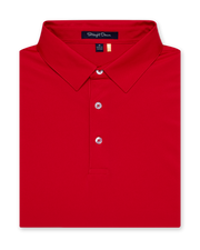 Men’s Sullivan Polo in flag red, folded front view