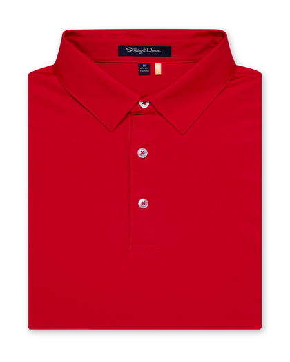 Men’s Sullivan Polo in flag red, folded front view