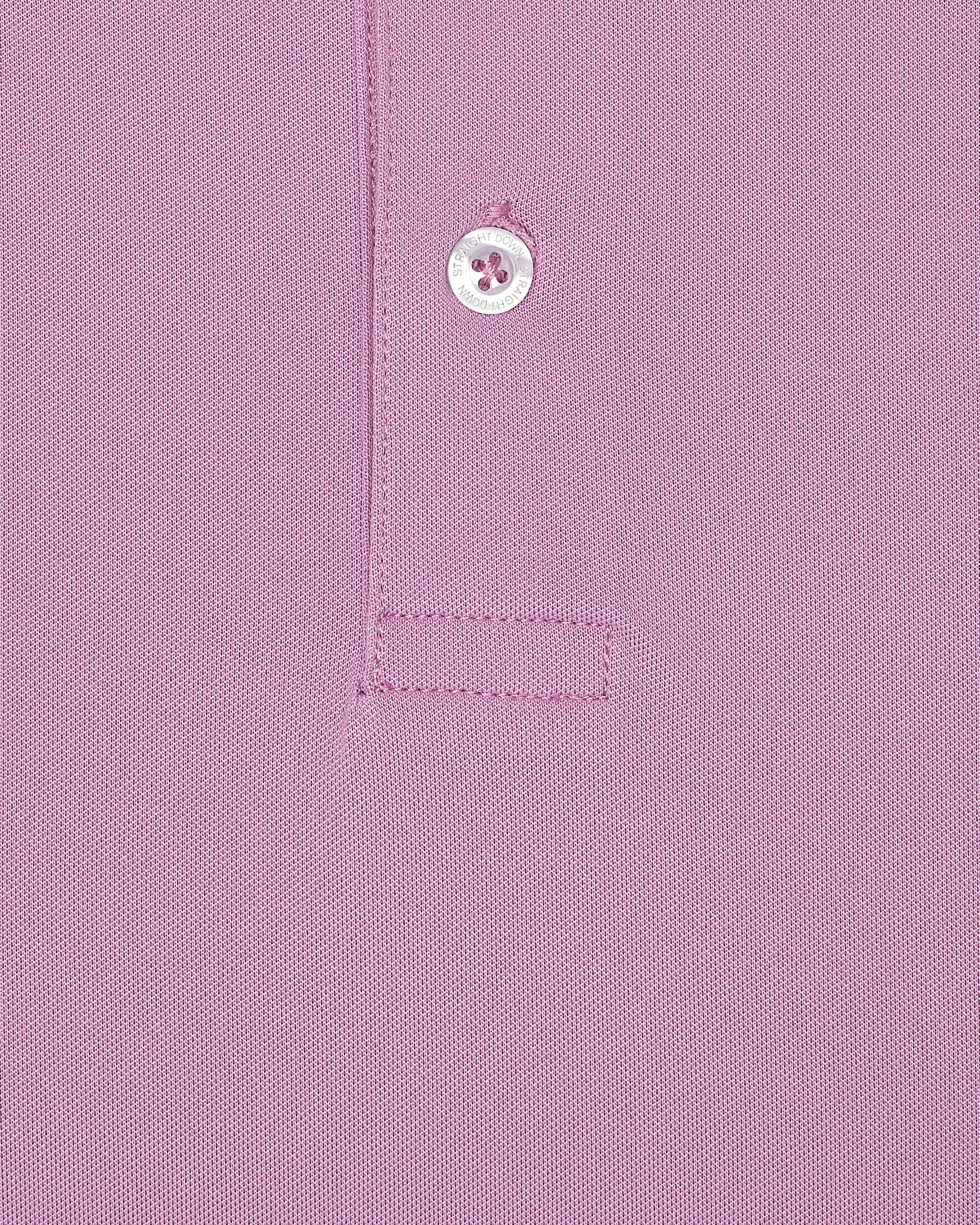 Men’s haze pink/purple polo shirt fabric detail with button placket