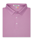 Men’s haze pink/purple polo shirt folded showing collar and button placket