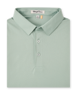 Men’s light green golf polo shirt folded with classic collar and button placket
