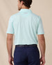 Sullivan Polo in Mint Tea, back view with embroidered logo detail