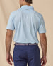Sullivan Polo in Nantucket blue, back view paired with navy shorts