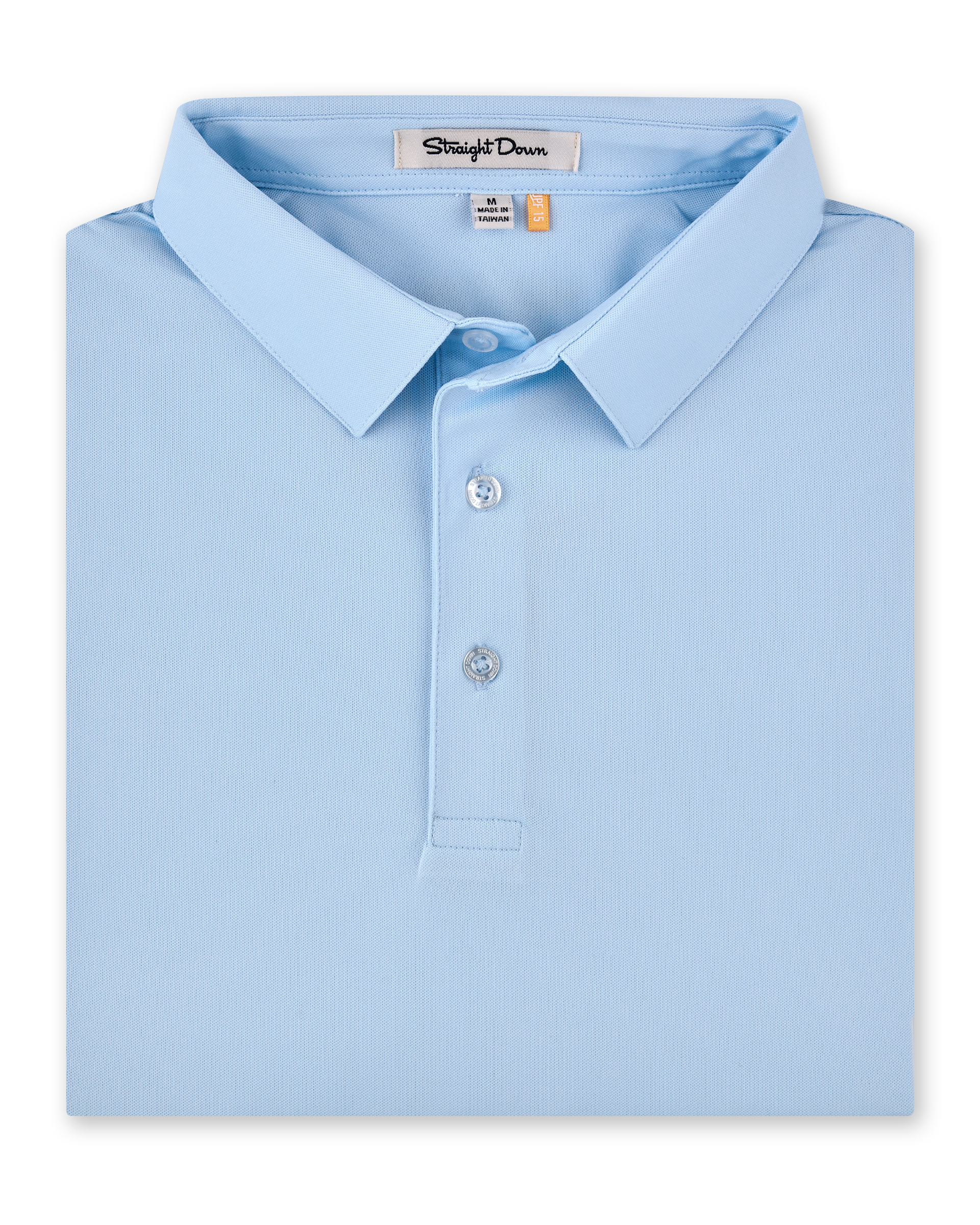 Sullivan Polo in Nantucket, folded light blue performance golf polo