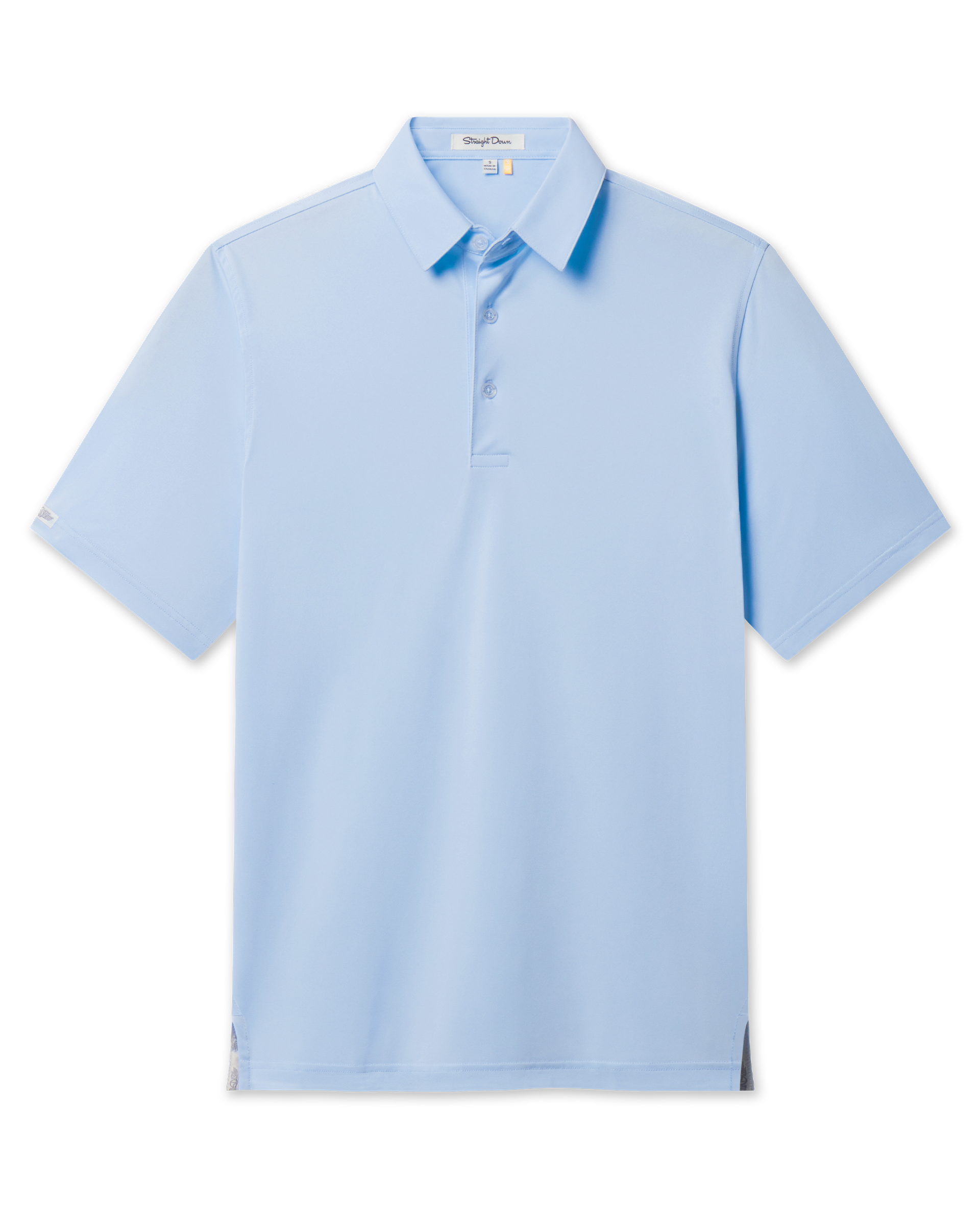 Sullivan Polo in Nantucket, solid light blue performance golf polo front view
