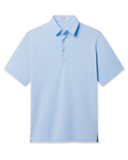 Sullivan Polo in Nantucket, solid light blue performance golf polo front view