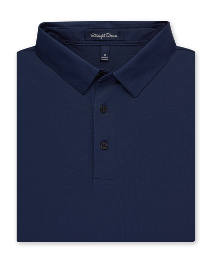 Men’s Sullivan Polo in new indigo blue, folded front view