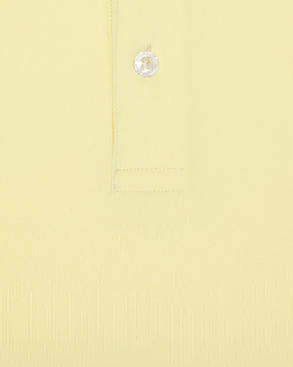 Close-up fabric texture detail of the Sullivan Polo in pale yellow