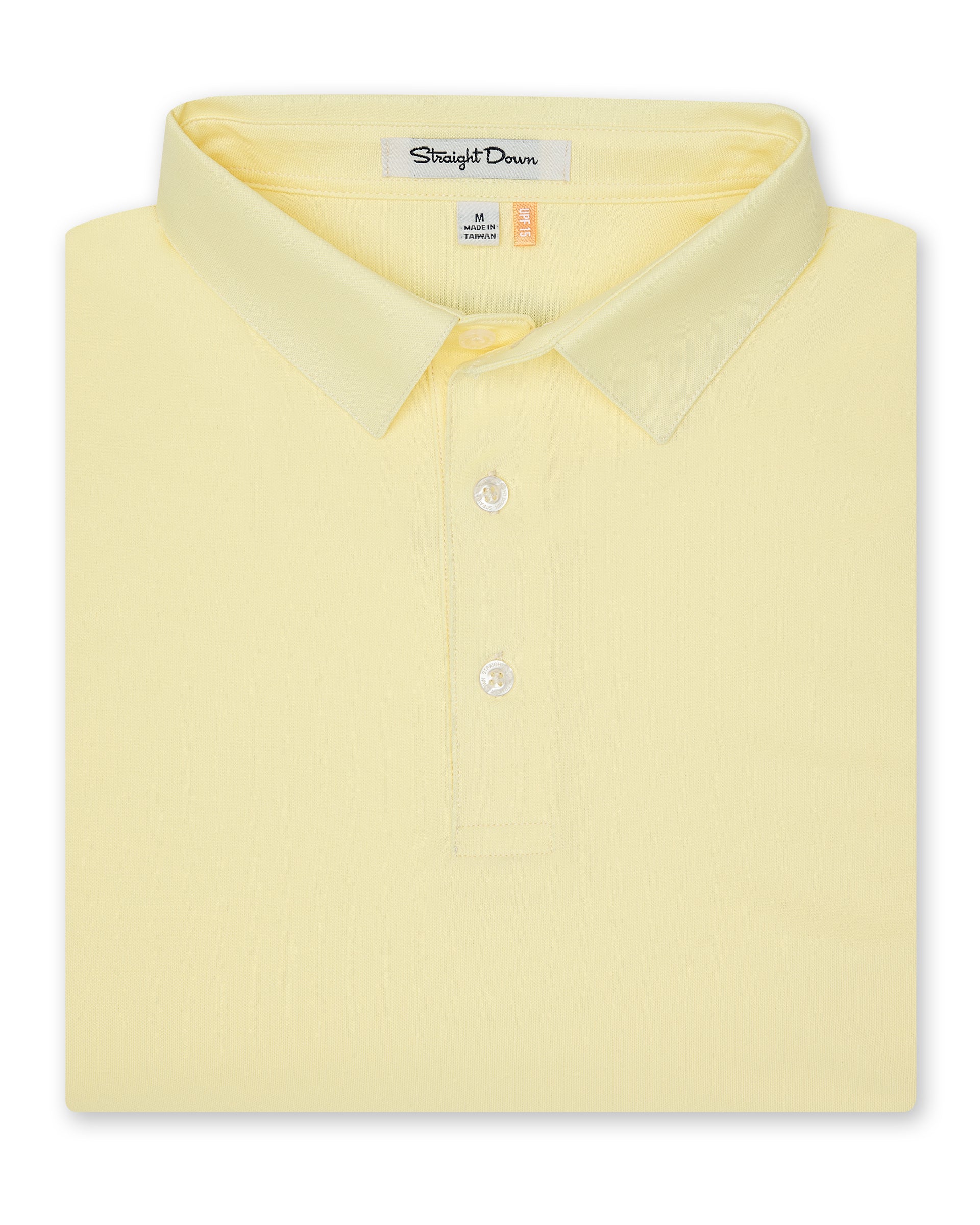 Men’s Sullivan Polo in pale yellow, folded front view