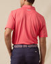 Sullivan Polo in Shine, back view with embroidered logo detail