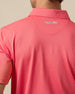 Sullivan Polo in Shine with embroidered back neck logo, close-up view