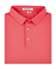 Sullivan Polo in Shine, folded bright coral performance golf polo