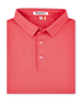 Sullivan Polo in Shine, folded bright coral performance golf polo