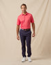 Sullivan Polo in Shine with navy golf pants, full outfit model view