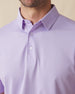 Close-up of the Sullivan Polo collar and placket in violet