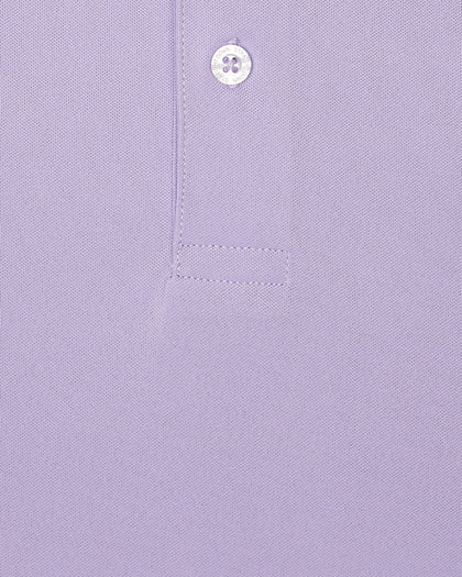 Close-up fabric texture detail of the Sullivan Polo in violet