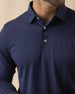 Stearns Long Sleeve Polo in new indigo dark blue, collar and placket detail