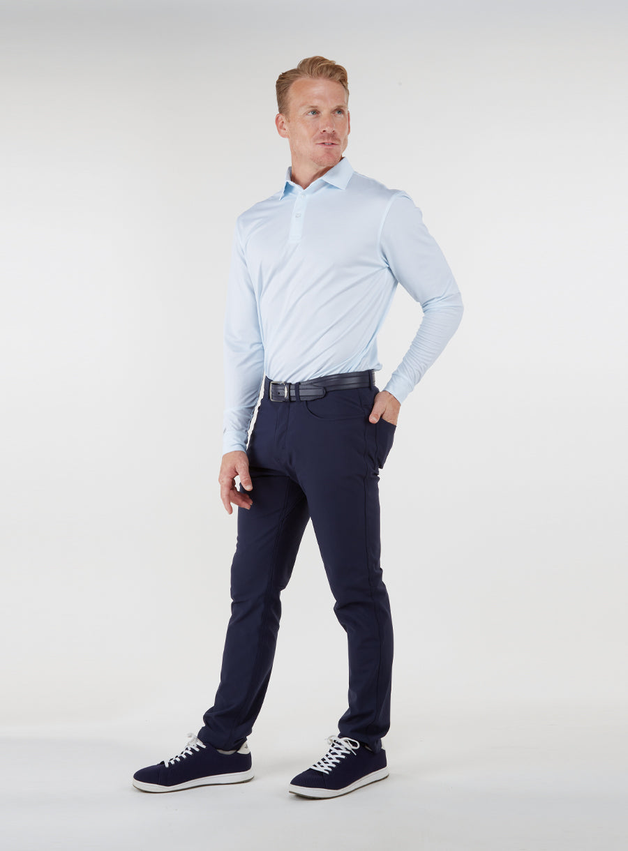 Stearns Long Sleeve Polo - Sky / White
