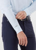 Stearns Long Sleeve Polo in Sky White, sleeve detail view showing logo detail