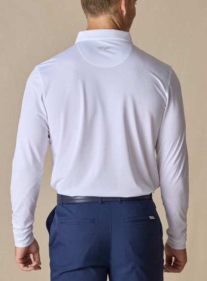 Stearns Long Sleeve Polo in White, back view