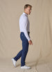 Stearns Long Sleeve Polo in White, side-profile model view