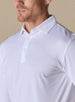 Stearns Long Sleeve Polo in White, collar and placket detail