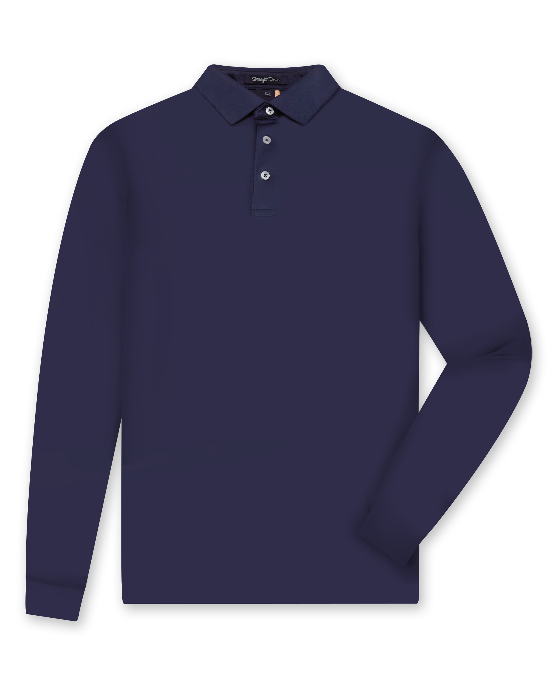 Stearns Long Sleeve Polo in new indigo dark blue, front  flat lay view