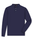 Stearns Long Sleeve Polo in new indigo dark blue, front  flat lay view