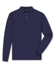 Stearns Long Sleeve Polo in new indigo dark blue, front  flat lay view