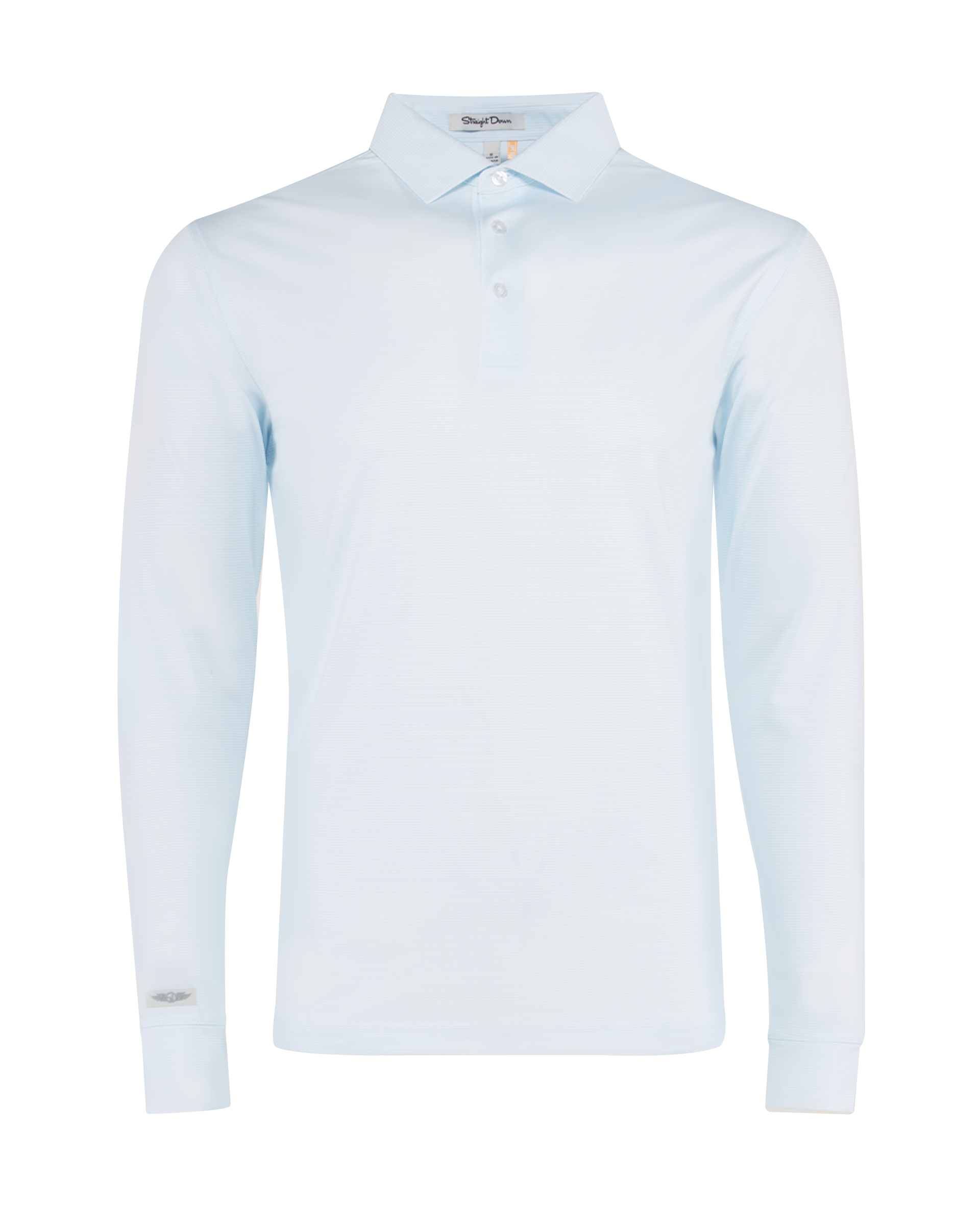 Stearns Long Sleeve Polo in Sky White, front  flat lay view