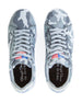 Men's Field V2 Shoe in Camo Carbon, top-down view of both shoes featuring the gray camo knit upper, gray laces, American flag tongue tab, and branded Straight Down insole