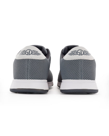 Men's Field V2 Shoe in Carbon, back view of both shoes featuring the gray mesh knit upper and white SD logo heel tab