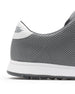 Men's Field V2 Shoe in Carbon, close-up heel detail view featuring the gray mesh knit upper, white heel tab with SD wing logo, and white midsole