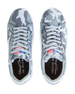 Men's Field V2 Shoe in Camo Carbon, top-down view of both shoes featuring the gray camo knit upper, gray laces, American flag tongue tab, and branded Straight Down insole