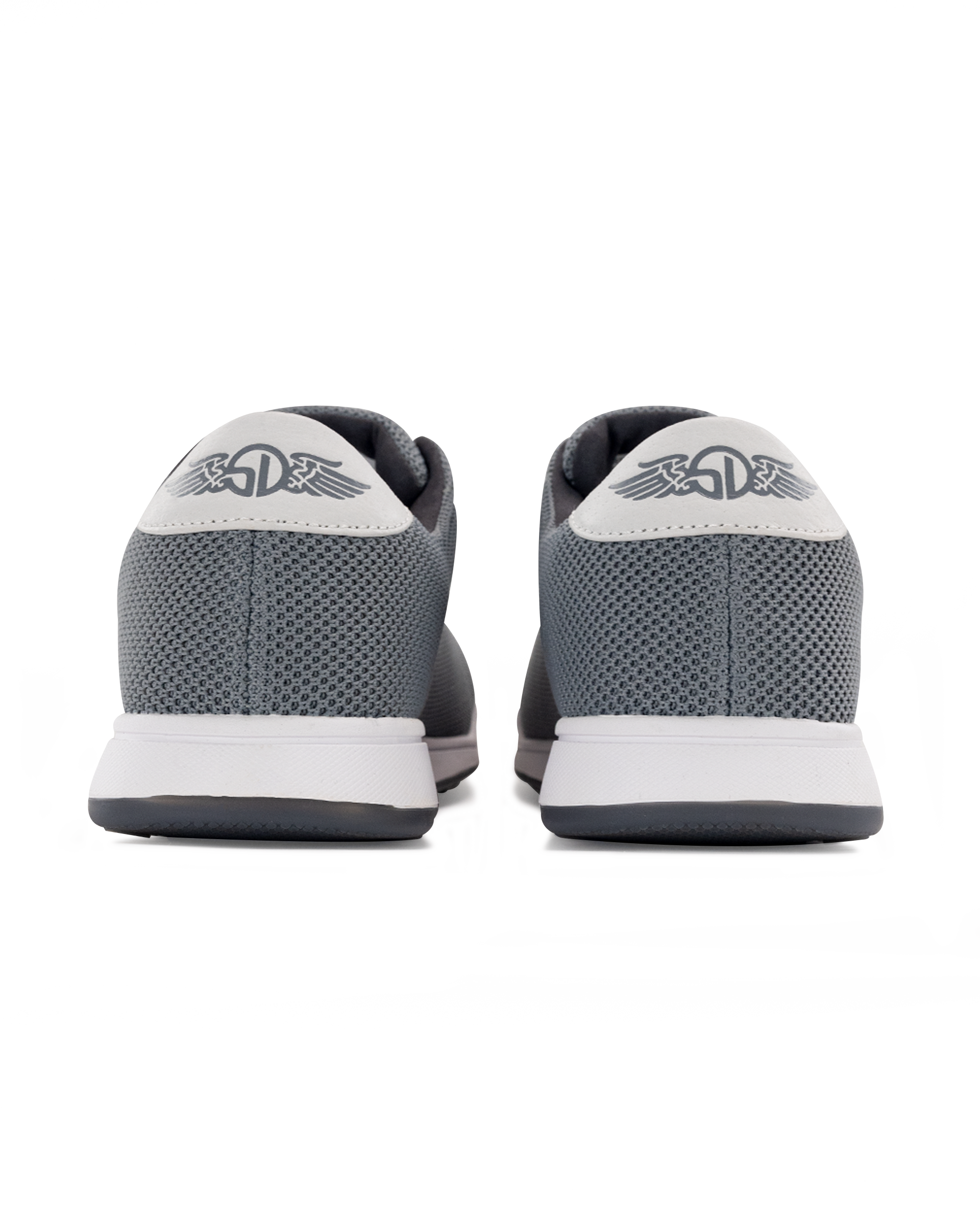 Men's Field V2 Shoe in Carbon, back view of both shoes featuring the gray mesh knit upper and white SD logo heel tab
