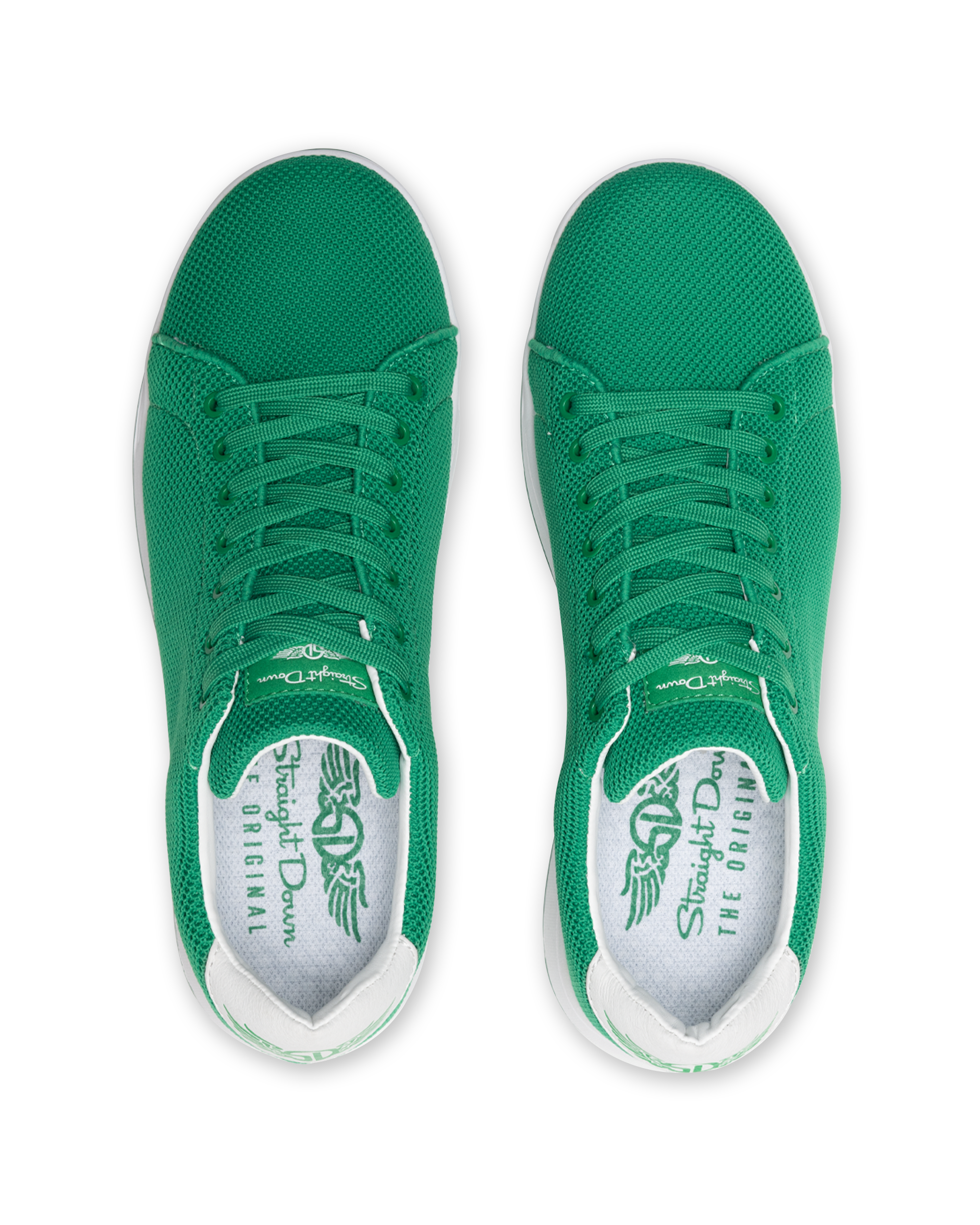 Men's Field V2 Shoe in Green, top down view featuring a green breathable mesh upper with green laces and a branded white insole