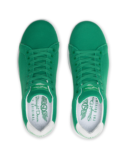 Men's Field V2 Shoe in Green, top down view featuring a green breathable mesh upper with green laces and a branded white insole