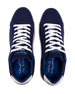 Men's Field V2 Shoe in Indigo, top-down view of both shoes featuring the navy mesh knit upper, white laces, and branded Straight Down insole