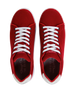 Men's Field V2 Shoe in Red, top down view featuring a red breathable mesh upper with white laces and a branded insole